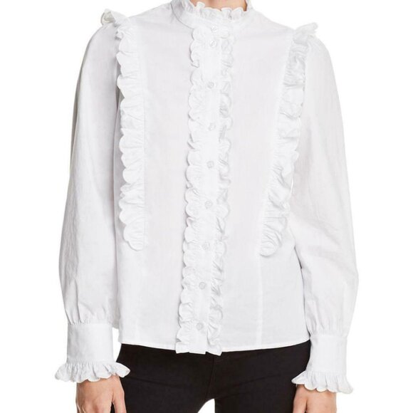 AQUA Victorian Ruffled Button-Down Top NWOT - Picture 4 of 5